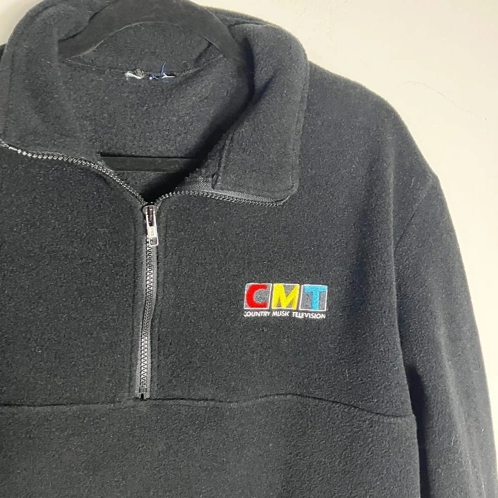 Vintage‎ 90s CMT Logo Fleece Jacket M/L - Picture 2 of 6